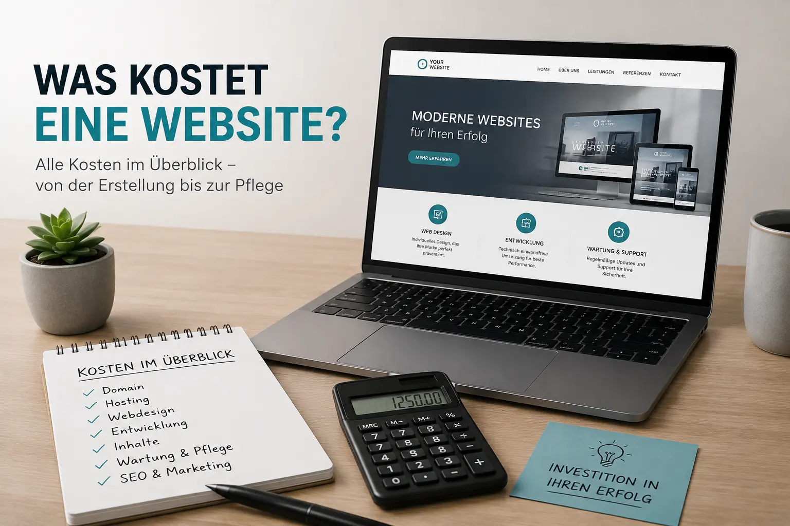 Was kostet eine Website — Ratgeber der Webdesign Agentur Augsburg e-wola