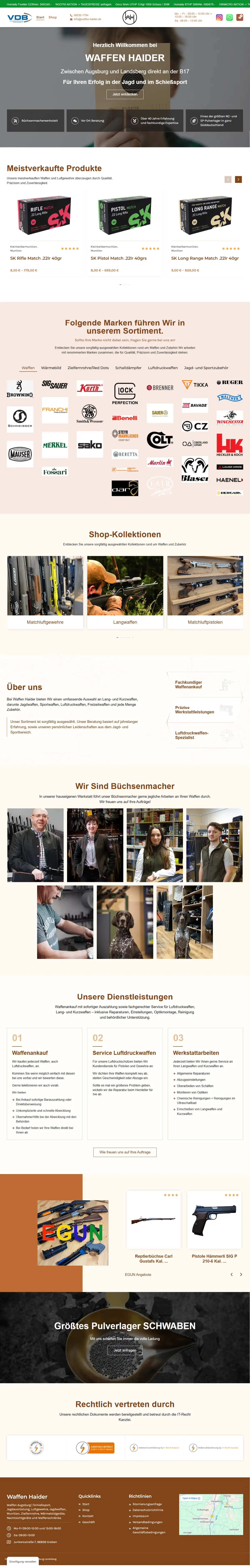 Waffen Haider — WooCommerce Onlineshop Referenz der Onlineshop Agentur e-wola
