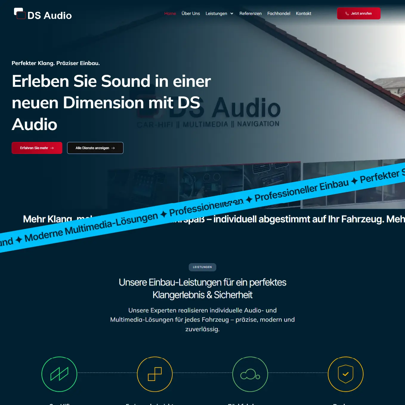 Website Referenz DS Audio Königsbrunn — Car-HiFi Webdesign von e-wola Augsburg