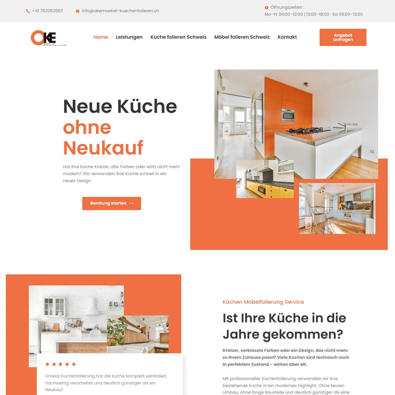 Okeküchenmöbelfolieren — Website Referenz für Küchen- und Möbelfolierung von E-WOLA